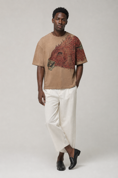 HIMLAN Solid Regular Tee — Aggressive HIMLAN Wolf